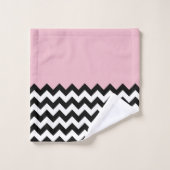 Zwarte en witte zigzag Patroon, Chevron, Roze Bad Handdoek (Wasdoekje)