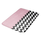 Zwarte en witte zigzag Patroon, Chevron, Roze Badmat (Gekanteld)