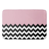 Zwarte en witte zigzag Patroon, Chevron, Roze Badmat (Voorkant)