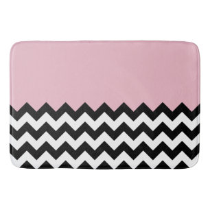 Zwarte en witte zigzag Patroon, Chevron, Roze Badmat