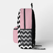 Zwarte en witte zigzag Patroon, Chevron, Roze Bedrukte Rugzak (Rechts)