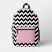 Zwarte en witte zigzag Patroon, Chevron, Roze Bedrukte Rugzak (Voorkant)
