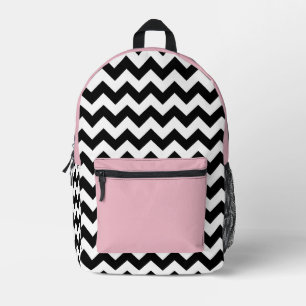 Zwarte en witte zigzag Patroon, Chevron, Roze Bedrukte Rugzak