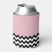 Zwarte en witte zigzag Patroon, Chevron, Roze Blikjeskoeler (Blikje Voorkant)