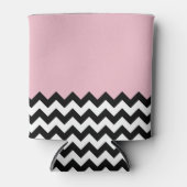 Zwarte en witte zigzag Patroon, Chevron, Roze Blikjeskoeler (Voorkant)
