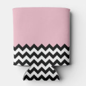 Zwarte en witte zigzag Patroon, Chevron, Roze Blikjeskoeler (Achterkant)