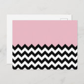 Zwarte en witte zigzag Patroon, Chevron, Roze Briefkaart (Voorkant / Achterkant)