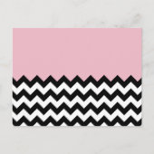 Zwarte en witte zigzag Patroon, Chevron, Roze Briefkaart (Voorkant)