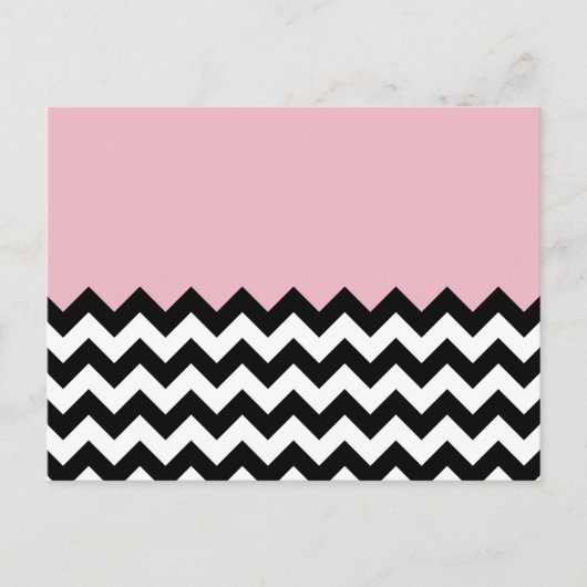 Zwarte en witte zigzag Patroon, Chevron, Roze Briefkaart (Voorkant)
