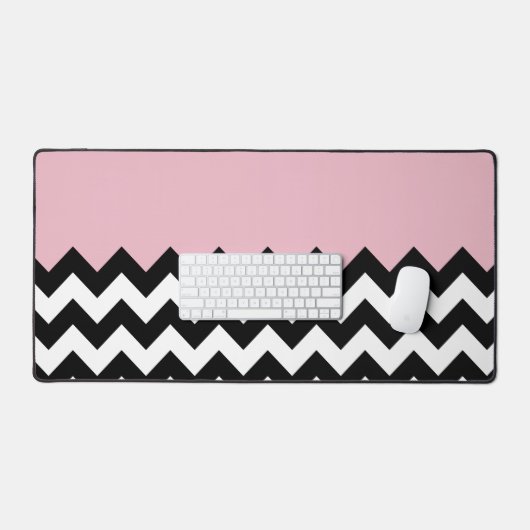 Zwarte en witte zigzag Patroon, Chevron, Roze Bureaumat (Keyboard & Muis)