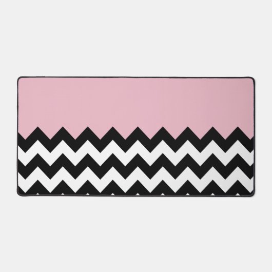 Zwarte en witte zigzag Patroon, Chevron, Roze Bureaumat (Voorkant)