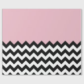 Zwarte en witte zigzag Patroon, Chevron, Roze Cadeaupapier (Vlak)