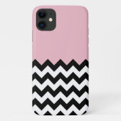 Zwarte en witte zigzag Patroon, Chevron, Roze Case-Mate iPhone Case (Achterkant)