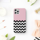 Zwarte en witte zigzag Patroon, Chevron, Roze Case-Mate iPhone Case
