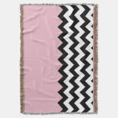 Zwarte en witte zigzag Patroon, Chevron, Roze Deken (Voorkant Verticaal)