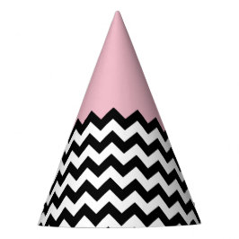 Zwarte en witte zigzag Patroon, Chevron, Roze Feesthoedjes