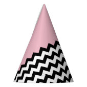 Zwarte en witte zigzag Patroon, Chevron, Roze Feesthoedjes (Links)