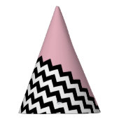 Zwarte en witte zigzag Patroon, Chevron, Roze Feesthoedjes (Rechts)