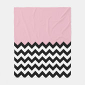 Zwarte en witte zigzag Patroon, Chevron, Roze Fleece Deken (Voorkant)
