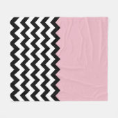 Zwarte en witte zigzag Patroon, Chevron, Roze Fleece Deken (Voorkant (Horizontaal))