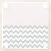 Zwarte en witte zigzag Patroon, Chevron, Roze Glazen Onderzetter (Achterkant)