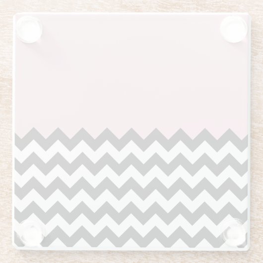 Zwarte en witte zigzag Patroon, Chevron, Roze Glazen Onderzetter (Achterkant)