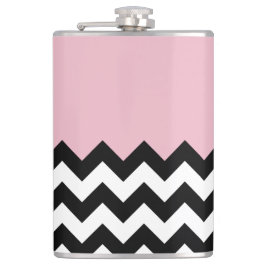 Zwarte en witte zigzag Patroon, Chevron, Roze Heupfles