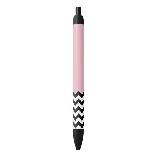 Zwarte en witte zigzag Patroon, Chevron, Roze Inkt Pen (Voorkant Verticaal)