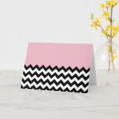 Zwarte en witte zigzag Patroon, Chevron, Roze Kaart (Gele Bloem)