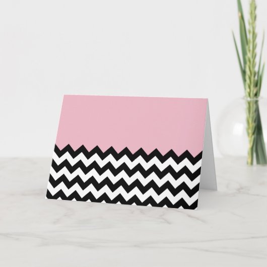 Zwarte en witte zigzag Patroon, Chevron, Roze Kaart (Voorkant)