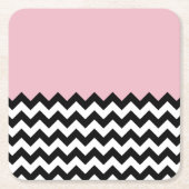 Zwarte en witte zigzag Patroon, Chevron, Roze Kartonnen Onderzetters (Voorkant)