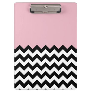 Zwarte en witte zigzag Patroon, Chevron, Roze Klembord