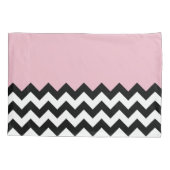 Zwarte en witte zigzag Patroon, Chevron, Roze Kussensloop (Achterkant)