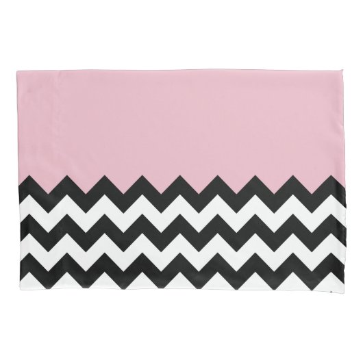 Zwarte en witte zigzag Patroon, Chevron, Roze Kussensloop (Voorkant)