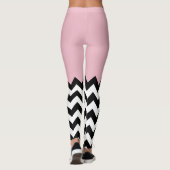 Zwarte en witte zigzag Patroon, Chevron, Roze Leggings (Achterkant)