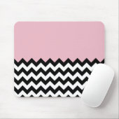 Zwarte en witte zigzag Patroon, Chevron, Roze Muismat (Met muis)