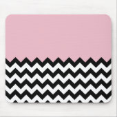 Zwarte en witte zigzag Patroon, Chevron, Roze Muismat (Voorkant)