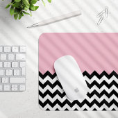 Zwarte en witte zigzag Patroon, Chevron, Roze Muismat