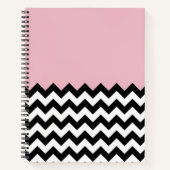 Zwarte en witte zigzag Patroon, Chevron, Roze Notitieboek (Voorkant)