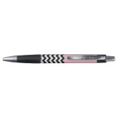 Zwarte en witte zigzag Patroon, Chevron, Roze Pen (Achterkant)