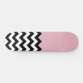Zwarte en witte zigzag Patroon, Chevron, Roze Persoonlijk Skateboard (Horizontaal)