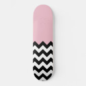 Zwarte en witte zigzag Patroon, Chevron, Roze Persoonlijk Skateboard (Voorkant)
