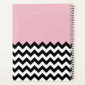 Zwarte en witte zigzag Patroon, Chevron, Roze Planner (Achterkant)