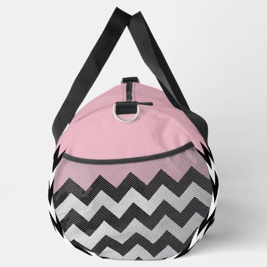 Zwarte en witte zigzag Patroon, Chevron, Roze Plunjezak (Rechts)