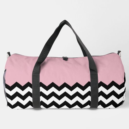 Zwarte en witte zigzag Patroon, Chevron, Roze Plunjezak (Achterkant)