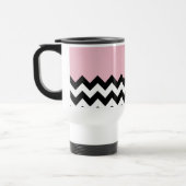 Zwarte en witte zigzag Patroon, Chevron, Roze Reisbeker (Links)