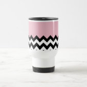 Zwarte en witte zigzag Patroon, Chevron, Roze Reisbeker (Center)