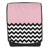 Zwarte en witte zigzag Patroon, Chevron, Roze Rugtassen (Voorkant)