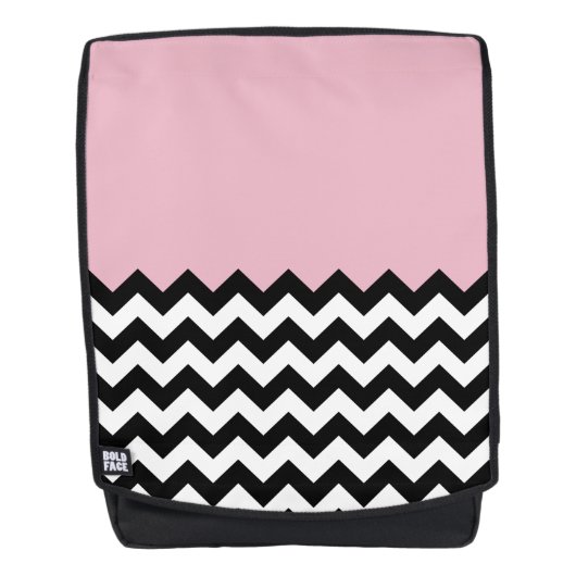 Zwarte en witte zigzag Patroon, Chevron, Roze Rugtassen (Voorkant)