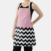 Zwarte en witte zigzag Patroon, Chevron, Roze Schort (Insitu)